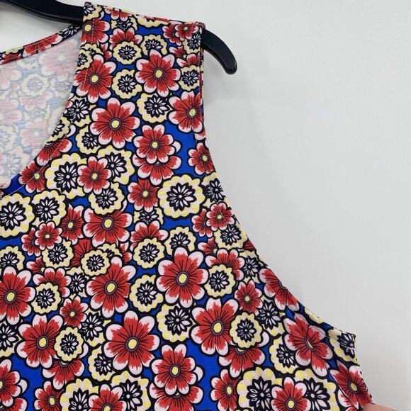 Simple Fun Women’s Size 2XL Multicolor Floral Red Sleeveless Pocket Dress NWT - Picture 10 of 11